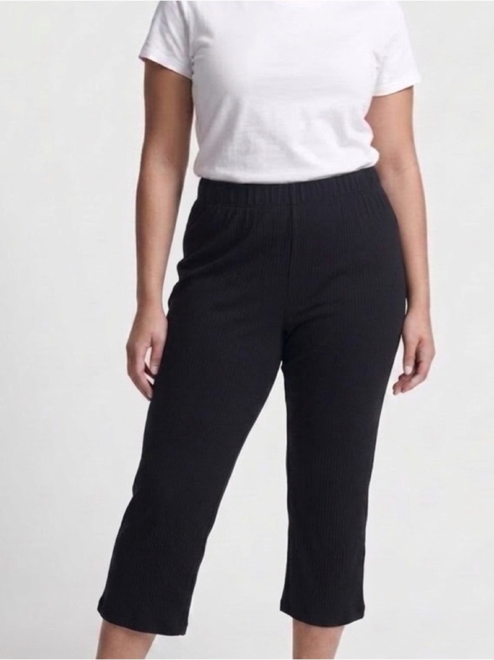 Eileen Fisher Black Ribbed Crop Pants